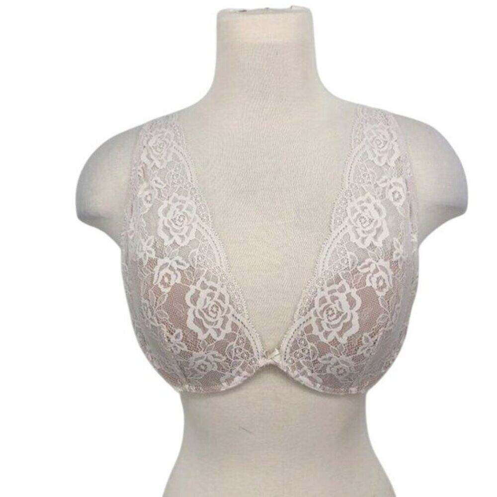 Intimissimi Nude Cream Lace Bra Padded Women's Size 40B Excellent very gently us - Picture 2 of 9